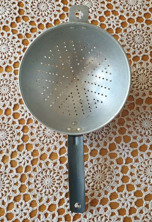 From Granny`s Kitchen.....Very Special And Beautiful Vintage Metal Food Strainer
