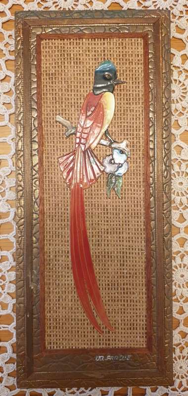 Copper and Enamel Picture of Bird made in South Africa