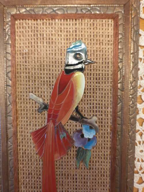Copper and Enamel Picture of Bird made in South Africa