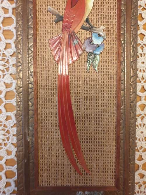 Copper and Enamel Picture of Bird made in South Africa