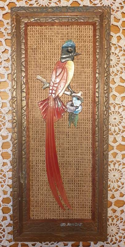 Copper and Enamel Picture of Bird made in South Africa