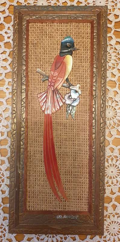 Copper and Enamel Picture of Bird made in South Africa