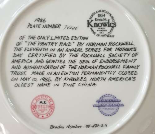 Mothers Day 1986 Norman Rockwell Vintage Edwin M Knowles Wall Plate