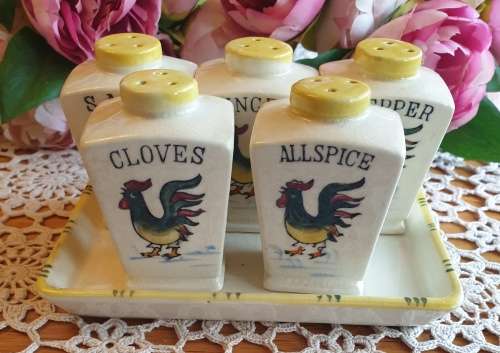 Vintage Spice Jars with Tray