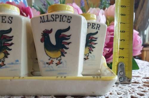 Vintage Spice Jars with Tray