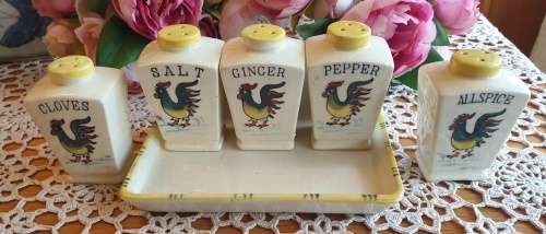 Vintage Spice Jars with Tray