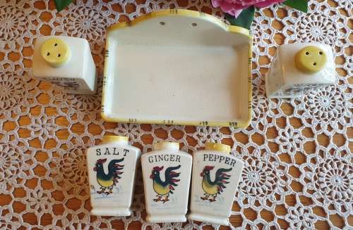 Vintage Spice Jars with Tray