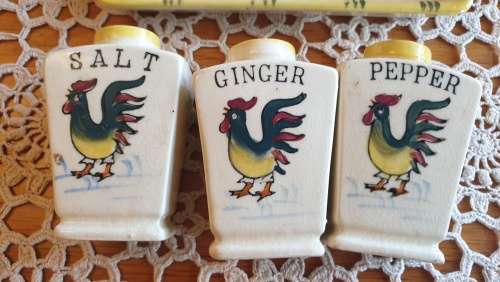 Vintage Spice Jars with Tray