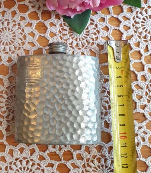 Hip Flask and Butterfly Cut Glass Jar