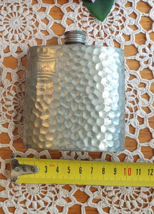 Hip Flask and Butterfly Cut Glass Jar