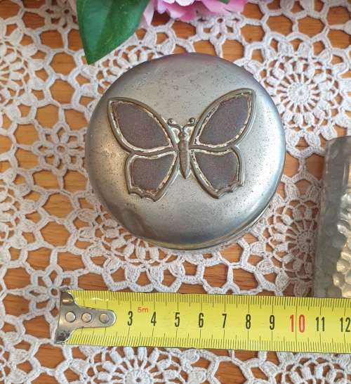 Hip Flask and Butterfly Cut Glass Jar