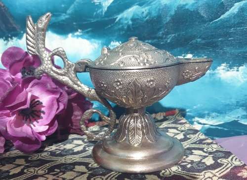Cast Brass Vintage Serpent Oil Lamp - Circa 1950`s