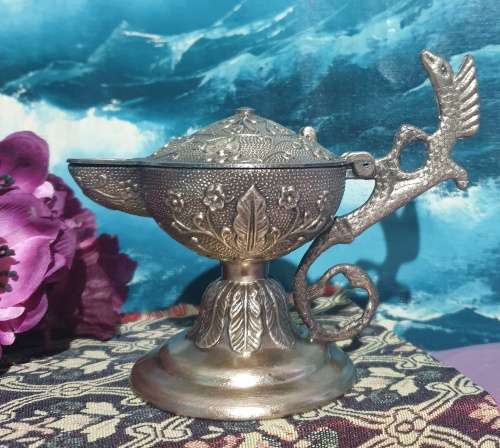 Cast Brass Vintage Serpent Oil Lamp - Circa 1950`s