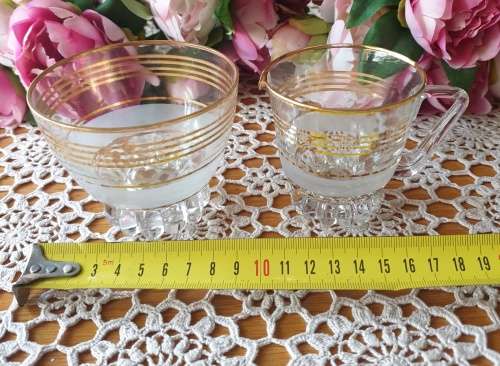 Vintage Glass Milk Pourer and Sugar Bowl
