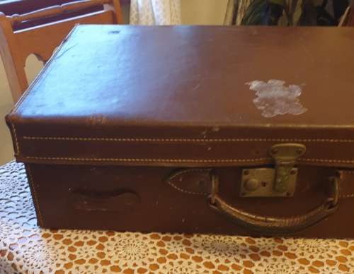 Vintage Leather Travel Suitcase