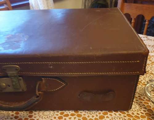 Vintage Leather Travel Suitcase