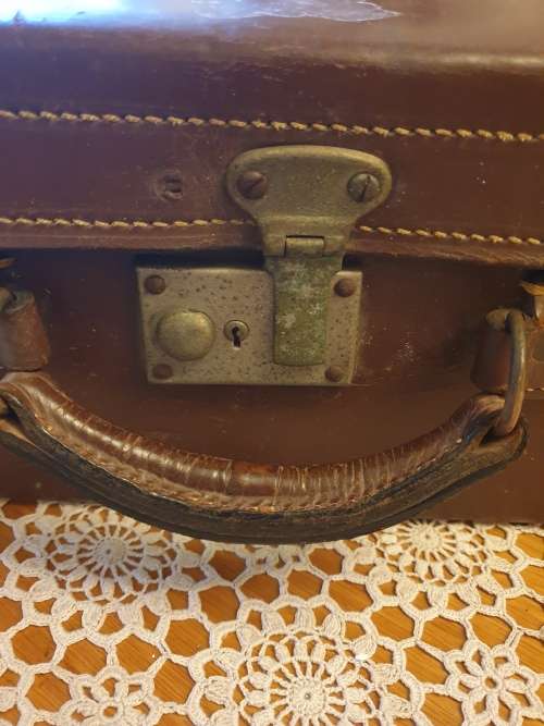 Vintage Leather Travel Suitcase