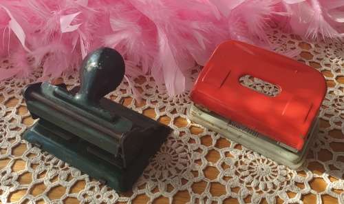Vintage Paper Punch and Red Paper Punch