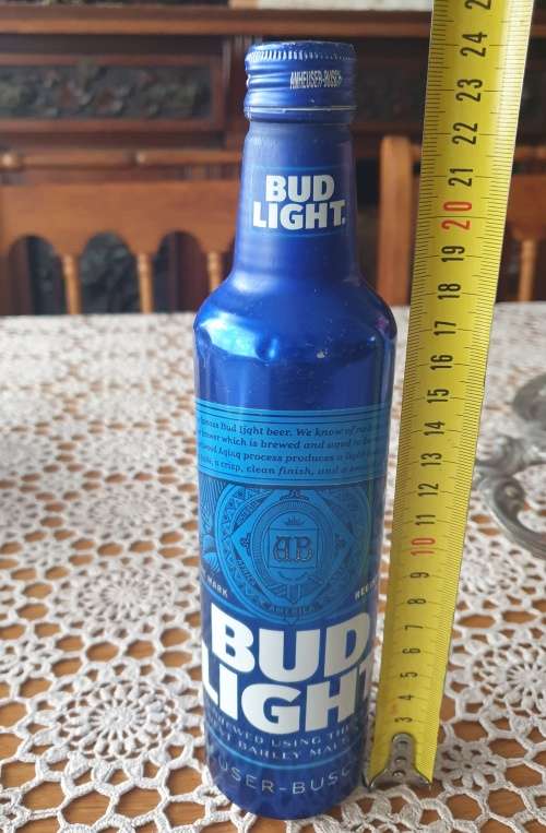 Collectable Bud Light aluminum beer bottle purchased in the USA (empty)