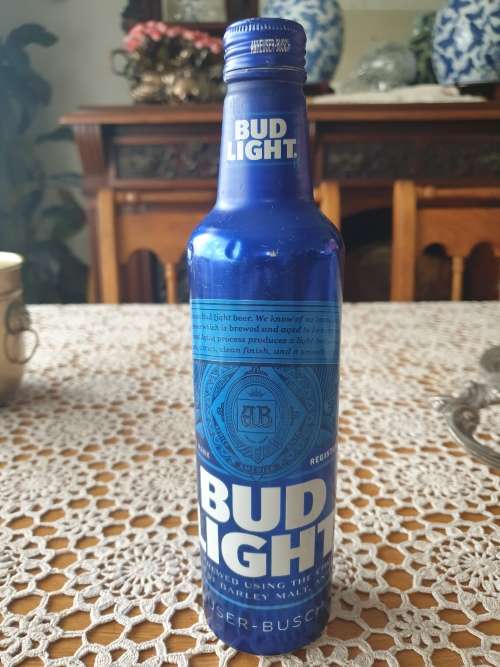 Collectable Bud Light aluminum beer bottle purchased in the USA (empty)