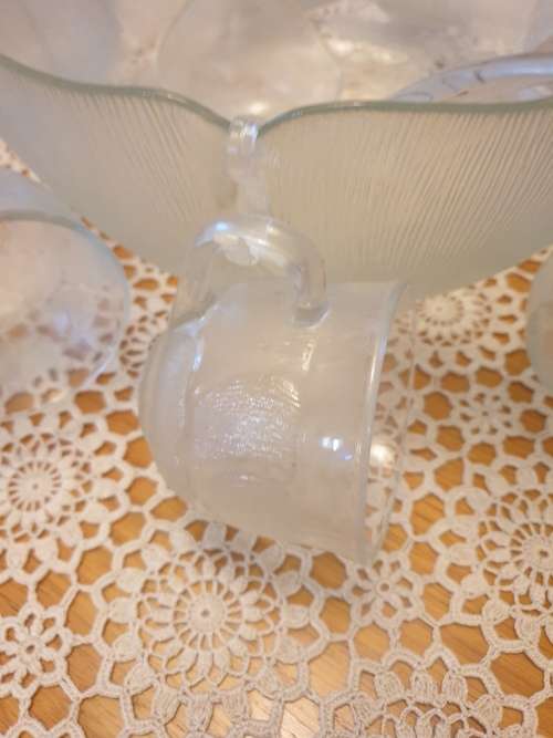Large Punch Bowl and 8 Cups with Hooks