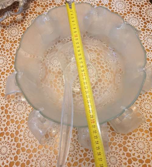 Large Punch Bowl and 8 Cups with Hooks