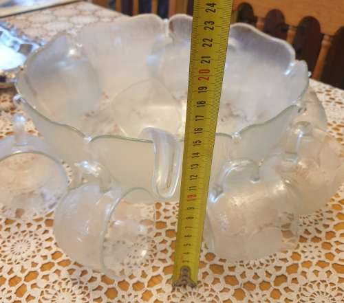 Large Punch Bowl and 8 Cups with Hooks