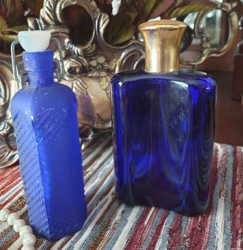 Two Small Blue Bottles for Your Collection
