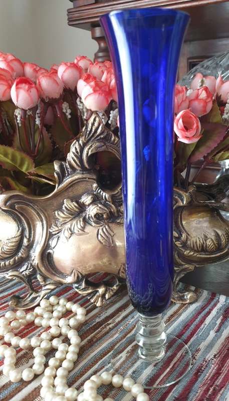 Cobalt Blue Art Glass vase - Mid Century