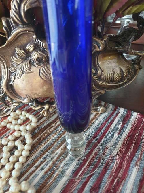 Cobalt Blue Art Glass vase - Mid Century