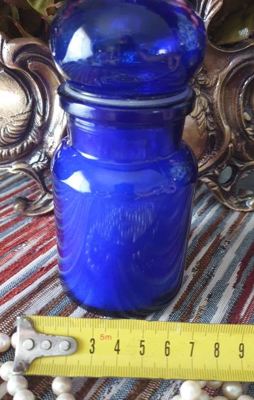 Cobalt Blue Art Glass Jar with Lid