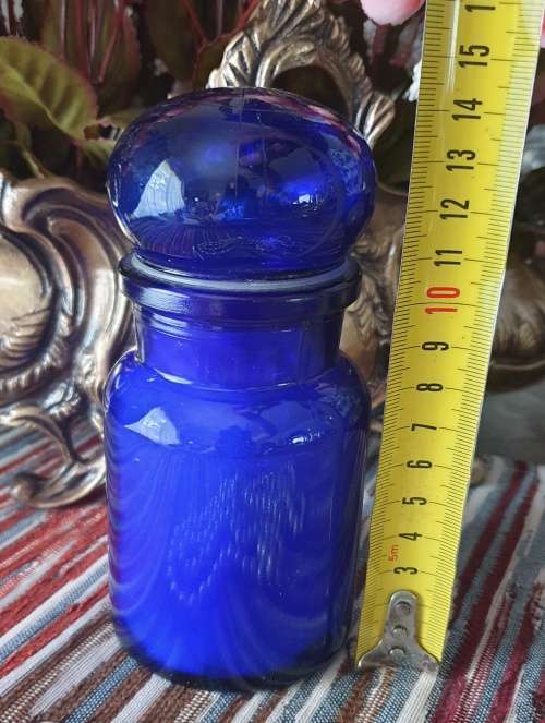 Cobalt Blue Art Glass Jar with Lid