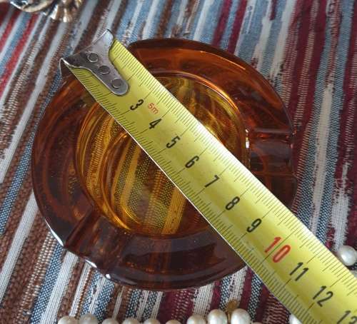 Pretty Amber Glass - Mid Century Ashtray - Very Heavy and Solid