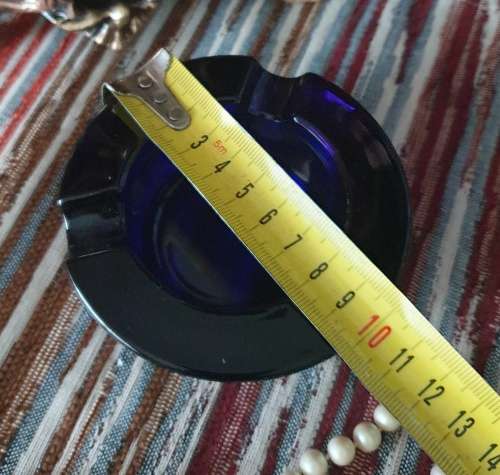 Pretty Cobalt Blue Glass - Mid Century Ashtray - Very Heavy and Solid