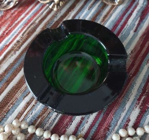 Pretty Green Glass - Mid Century Ashtray - Very Heavy and Solid