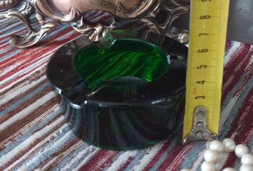 Pretty Green Glass - Mid Century Ashtray - Very Heavy and Solid