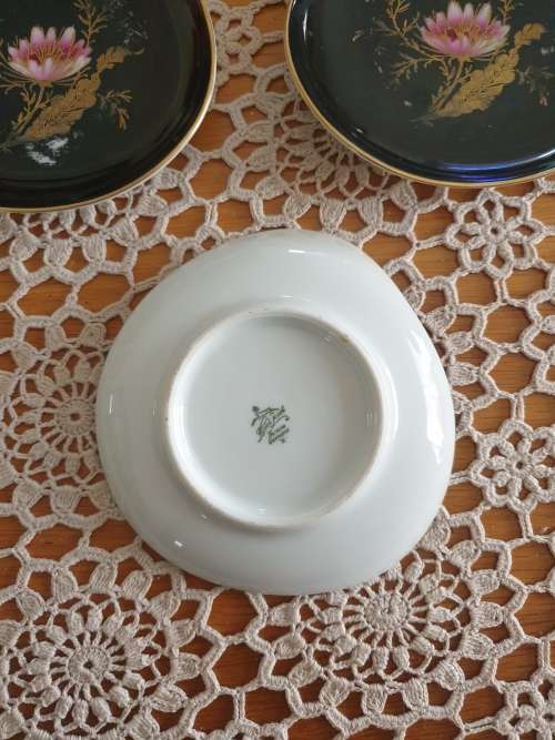 Appealing Black Snack Plate with side plates made in Germany