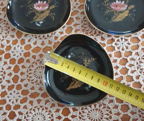 Appealing Black Snack Plate with side plates made in Germany