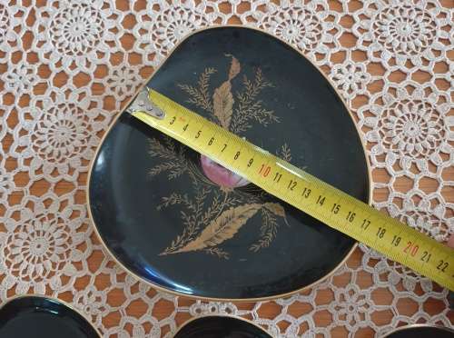Appealing Black Snack Plate with side plates made in Germany