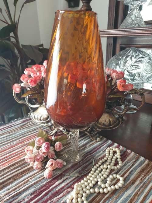 Vintage Amber Stemmed Glass/Vase
