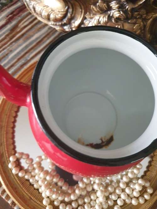 Vintage Polish Red Enamel  Teapot