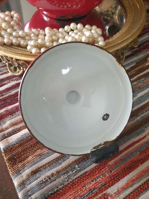 Vintage Polish Red Enamel  Teapot
