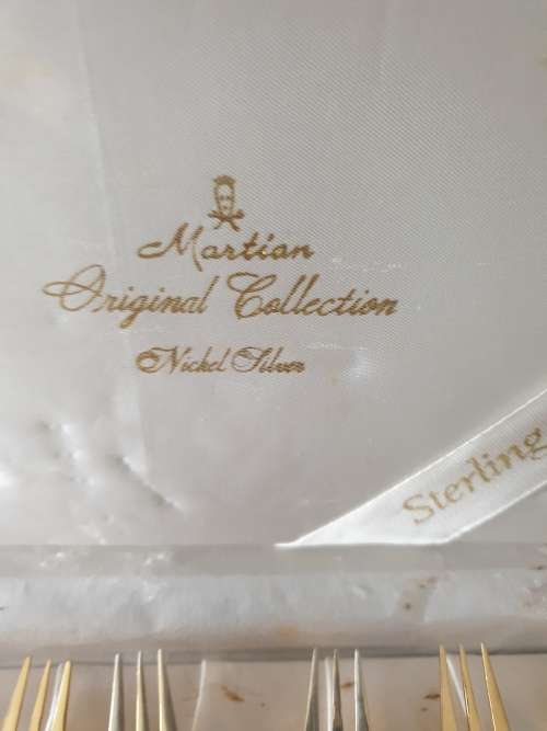 Awesome Martian Original Collection Nickel Silver Set of Six Cake Forks in Original Box