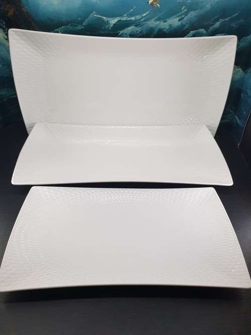 maxwell williams white diamonds rectangle set of 3 Platters . UNUSED