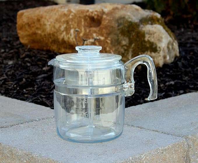 Pyrex 9 Cup Glass Coffee Pot Stovetop Percolator    VERY RARE !!!  OVER $150 ON AMAZON !!!