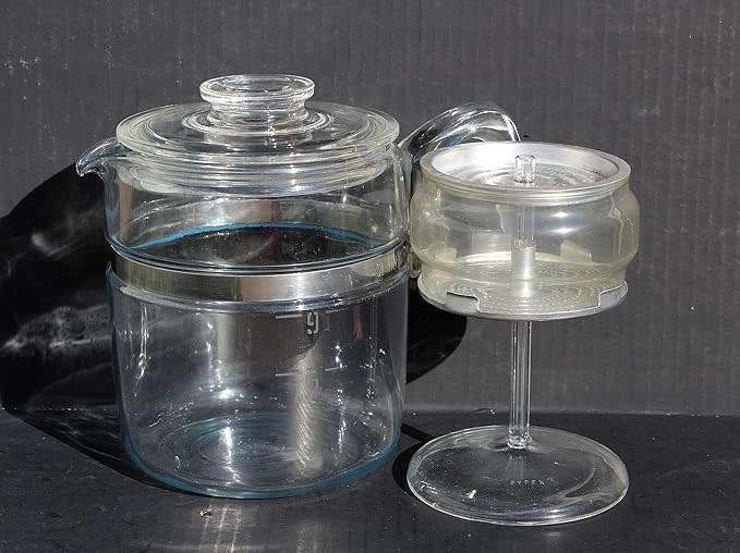 Pyrex 9 Cup Glass Coffee Pot Stovetop Percolator    VERY RARE !!!  OVER $150 ON AMAZON !!!