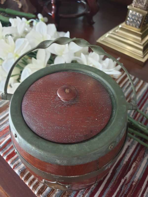 Vintage | Oak Biscuit Barrel |  EPNS | Needs a Good Clean