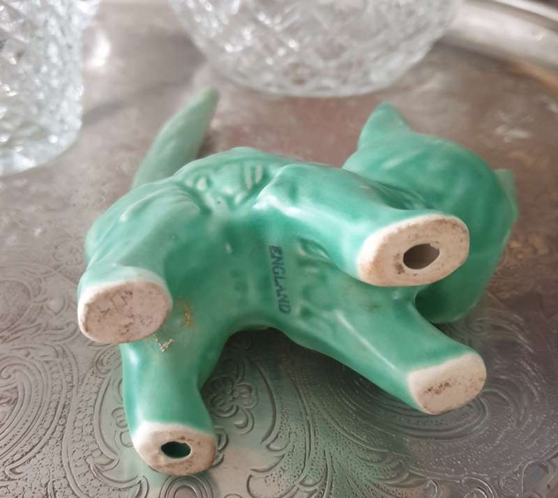 Vintage Sylvac Green Kitty | 1930`s | Very good Condition | England | free Bunny |