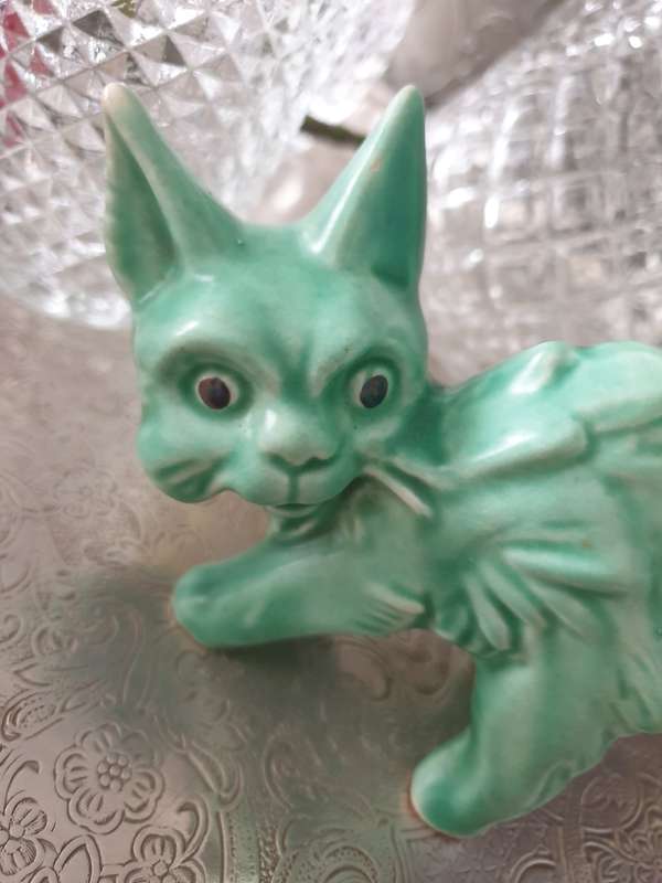 Vintage Sylvac Green Kitty | 1930`s | Very good Condition | England | free Bunny |
