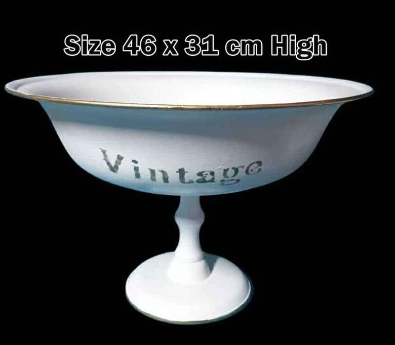 Vintage  Heavy Metal Flower Bowl/stand  | Painted |  Patio Decor | Kitchen Decor |